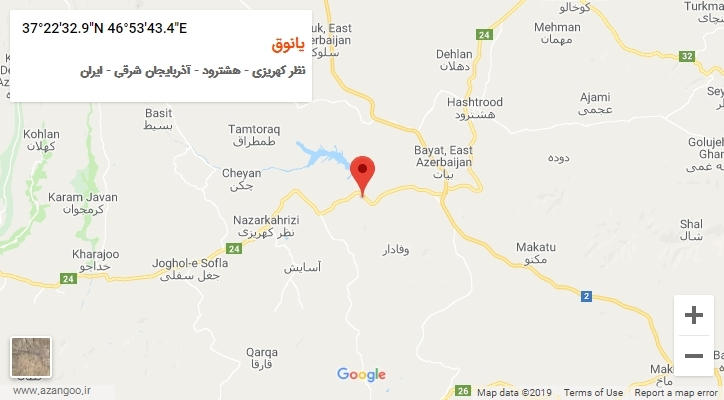 روستای یانوق بر روی نقشه
