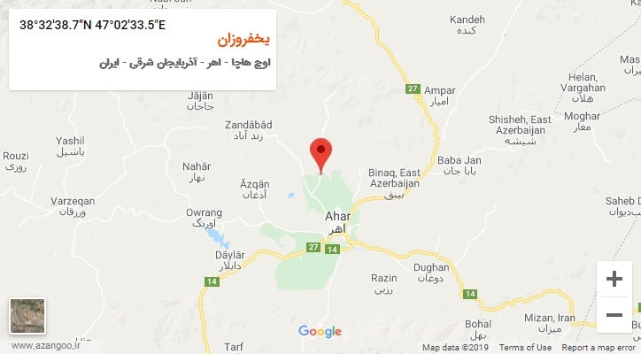 روستای یخفروزان بر روی نقشه