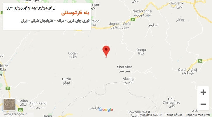 روستای یله قارشوسفلی بر روی نقشه