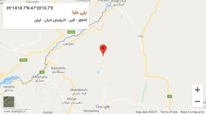 روستای یلی علیا بر روی نقشه