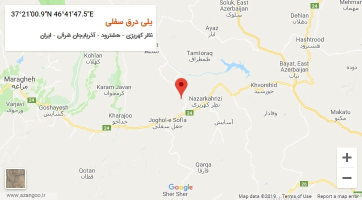 روستای یلی درق سفلی بر روی نقشه