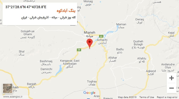 روستای ینگ آبادکوه بر روی نقشه