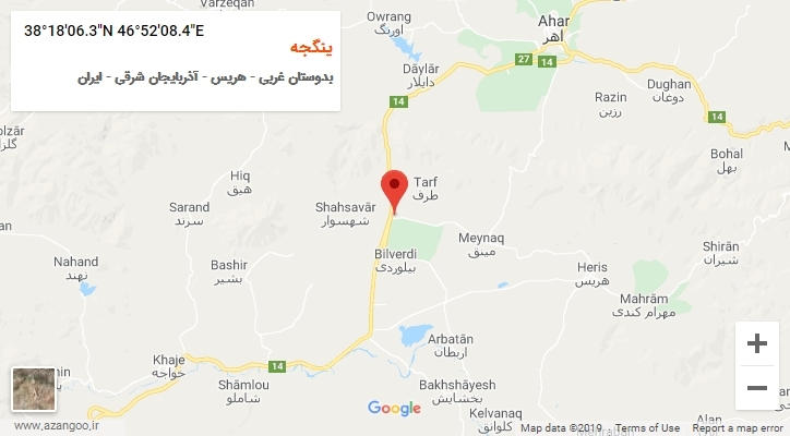 روستای ینگجه بر روی نقشه