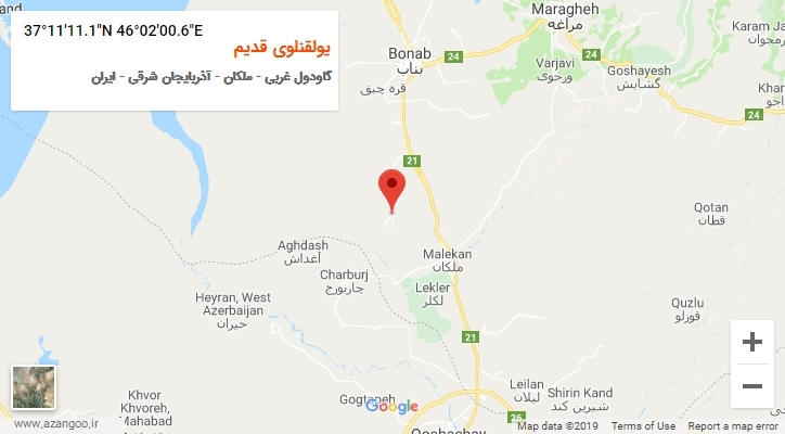 روستای یولقنلوی قدیم بر روی نقشه