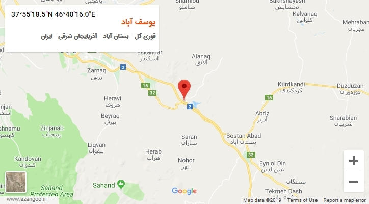 روستای یوسف آباد بر روی نقشه