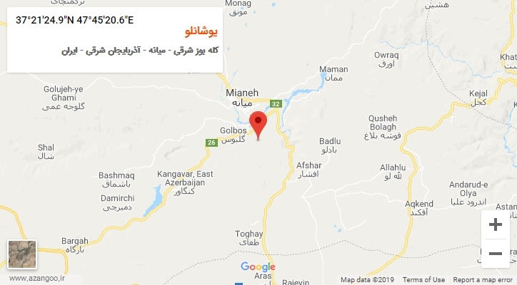 روستای یوشانلو بر روی نقشه