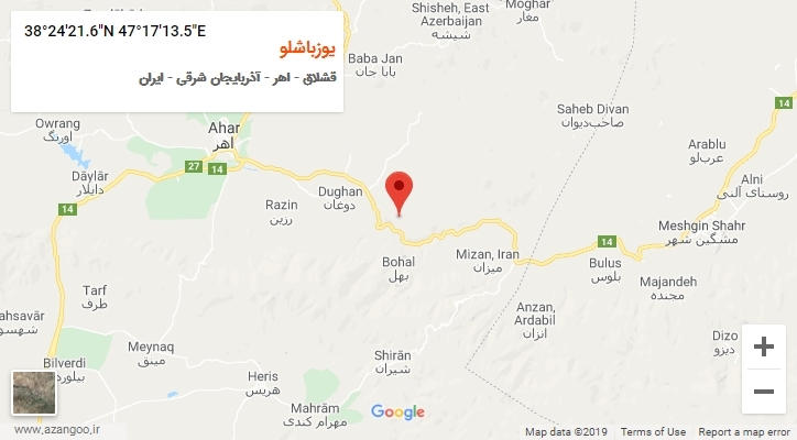 روستای یوزباشلو بر روی نقشه