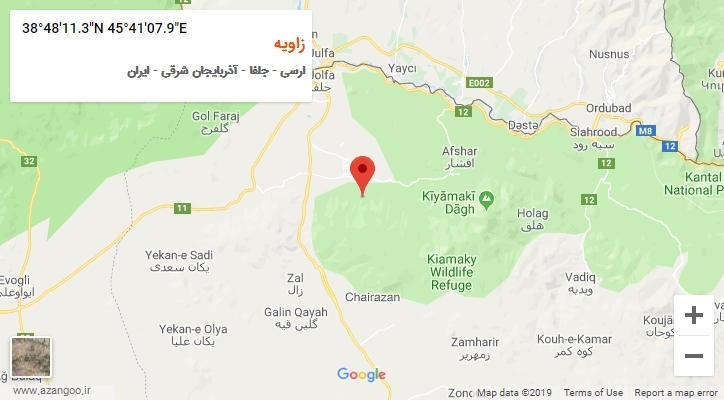 روستای زاویه بر روی نقشه
