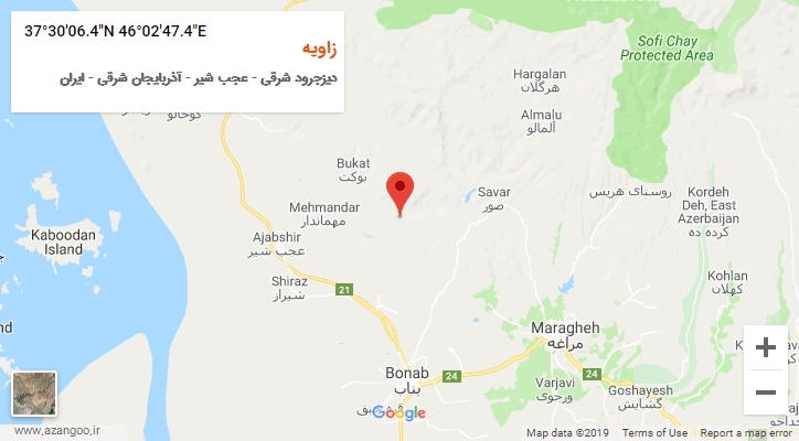 روستای زاویه بر روی نقشه