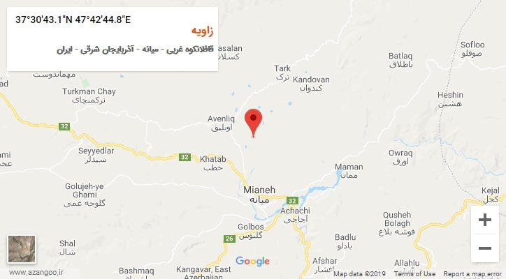 روستای زاویه بر روی نقشه