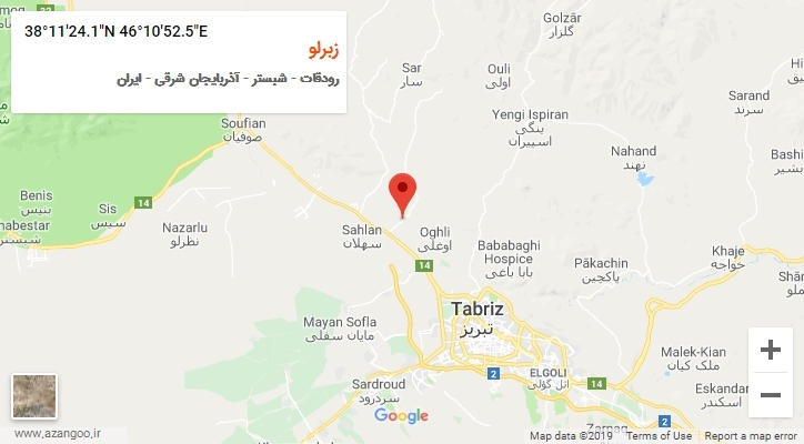 روستای زبرلو بر روی نقشه