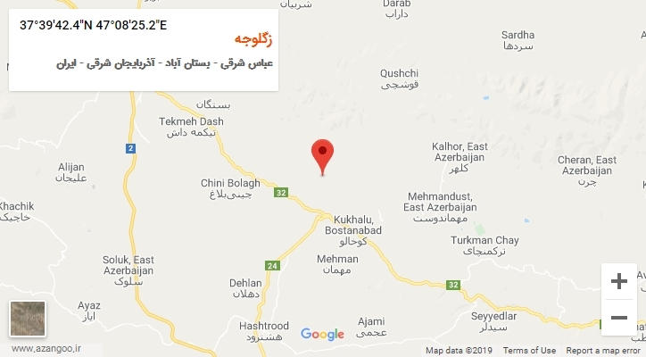 روستای زگلوجه بر روی نقشه