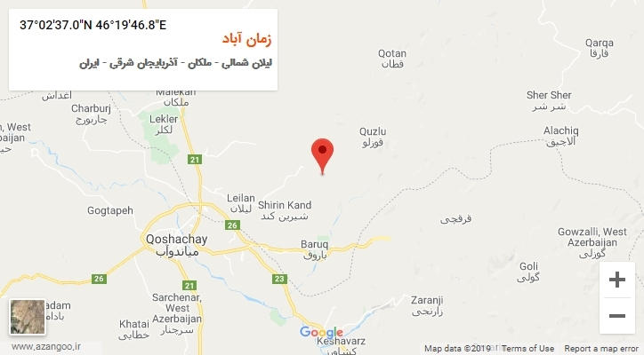 روستای زمان آباد بر روی نقشه