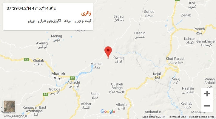 روستای زناری بر روی نقشه