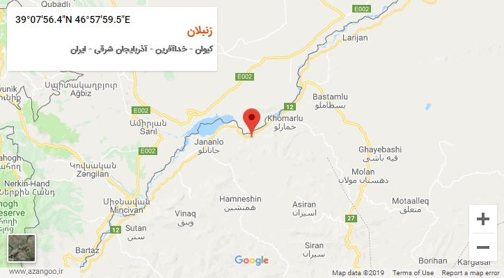 روستای زنبلان بر روی نقشه