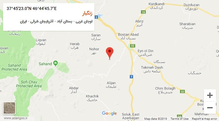روستای زنگبار بر روی نقشه