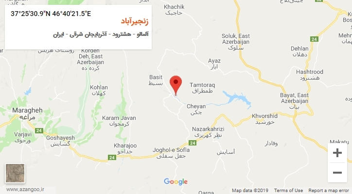 روستای زنجیرآباد بر روی نقشه