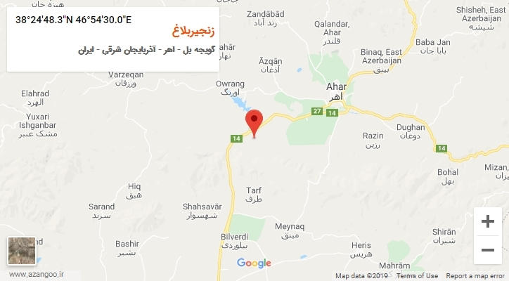 روستای زنجیربلاغ بر روی نقشه