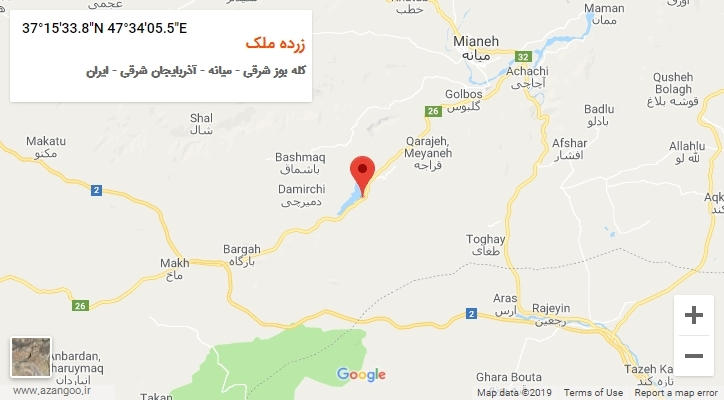 روستای زرده ملک بر روی نقشه