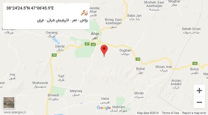 روستای زرگر بر روی نقشه