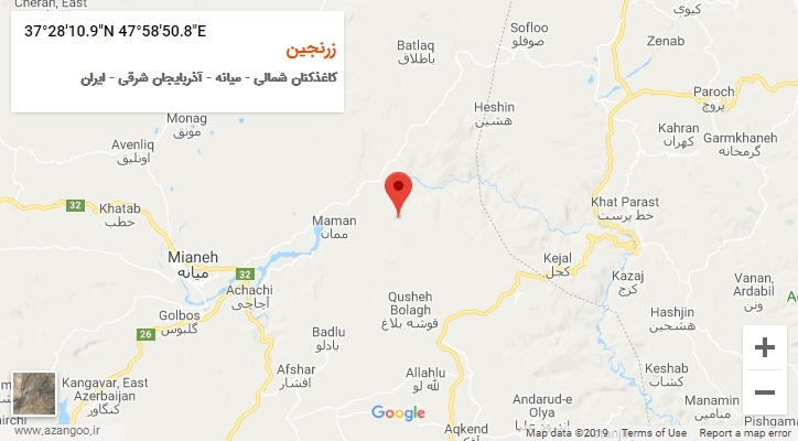 روستای زرنجین بر روی نقشه