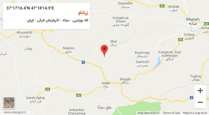 روستای زرشلو بر روی نقشه