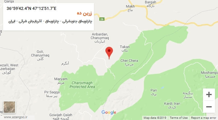 روستای زرین ده بر روی نقشه