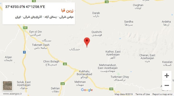 روستای زرین قبا بر روی نقشه