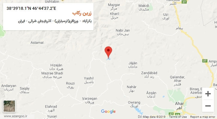 روستای زرین رکاب بر روی نقشه
