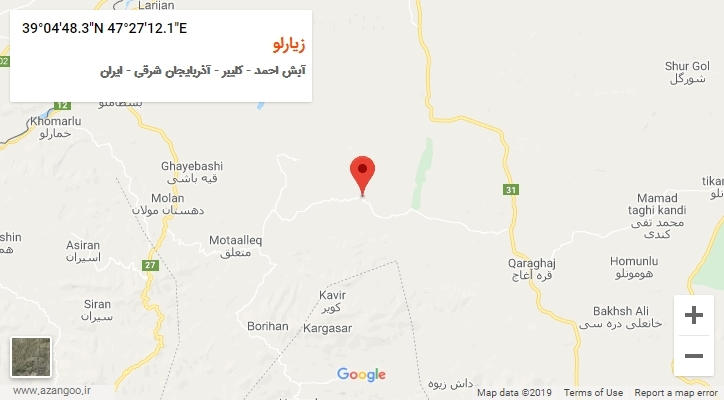 روستای زیارلو بر روی نقشه