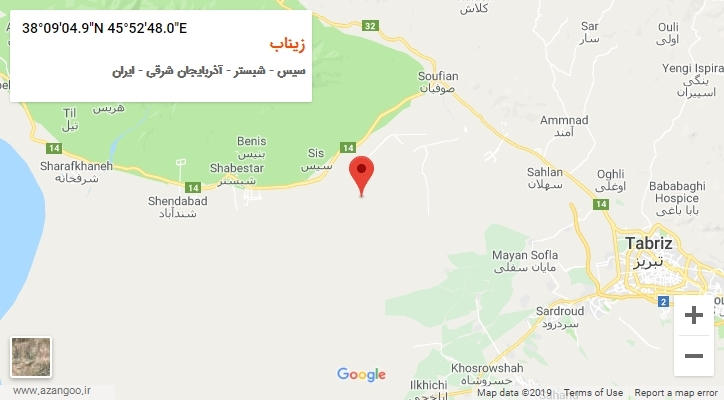 روستای زیناب بر روی نقشه