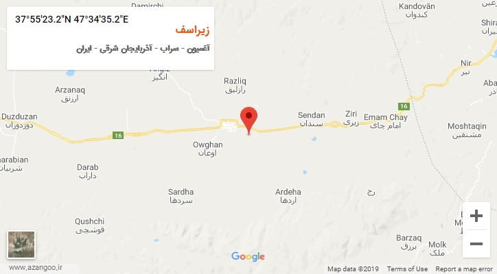 روستای زیراسف بر روی نقشه