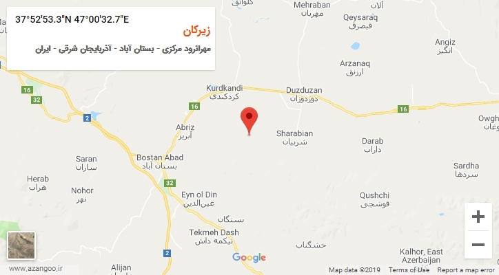 روستای زیرکان بر روی نقشه
