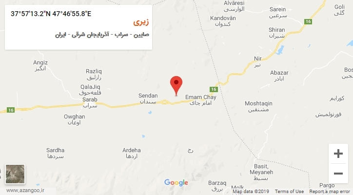 روستای زیری بر روی نقشه