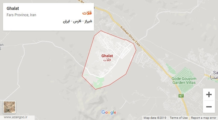 شهر قلات بر روی نقشه