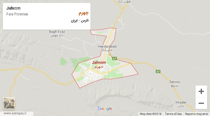 شهرستان جهرم بر روی نقشه