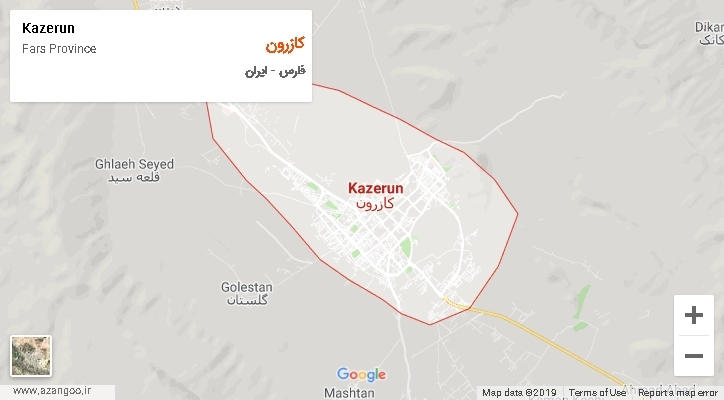 شهرستان کازرون بر روی نقشه