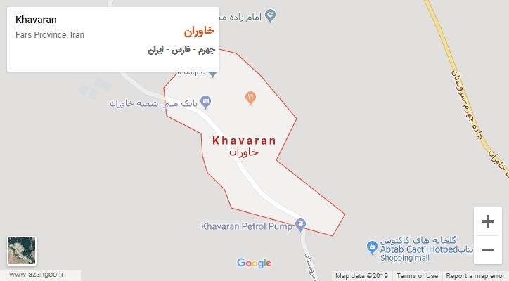 شهر خاوران بر روی نقشه