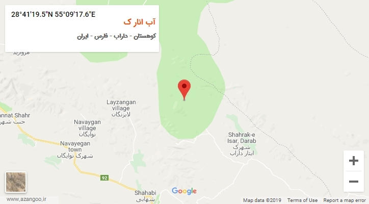 روستای آب انار ک بر روی نقشه