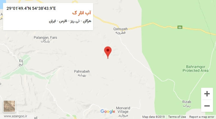روستای آب انار ک بر روی نقشه