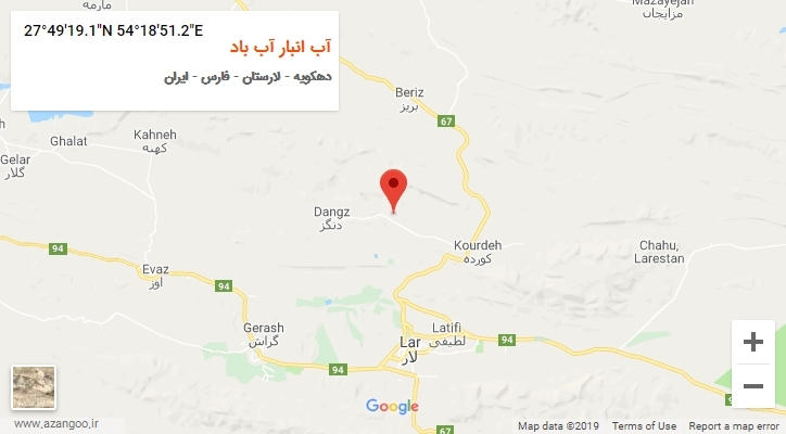 روستای آب انبار آب باد بر روی نقشه