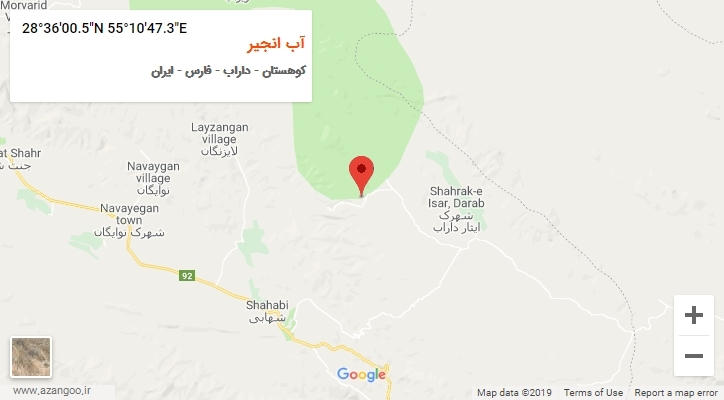 روستای آب انجیر بر روی نقشه