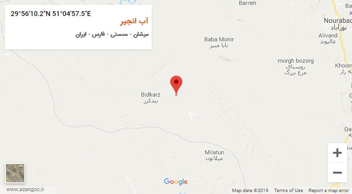 روستای آب انجیر بر روی نقشه