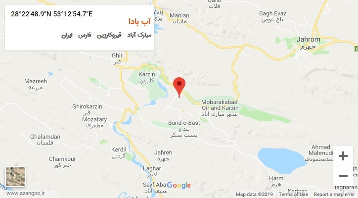 روستای آب بادا بر روی نقشه