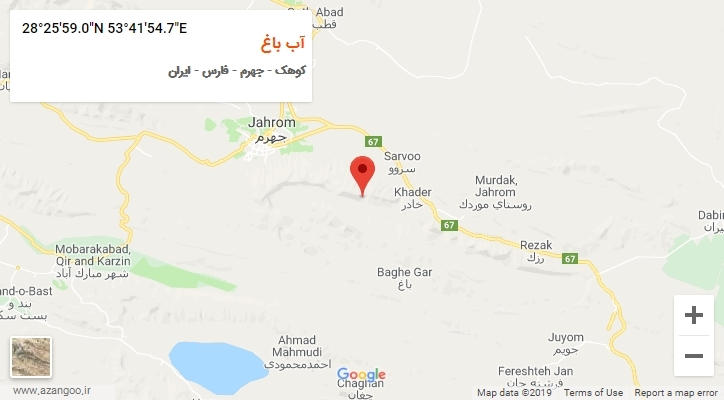 روستای آب باغ بر روی نقشه