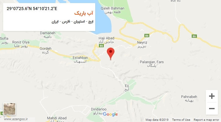 روستای آب باریک بر روی نقشه