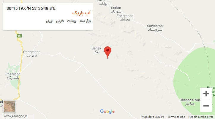 روستای آب باریک بر روی نقشه