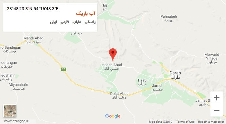 روستای آب باریک بر روی نقشه