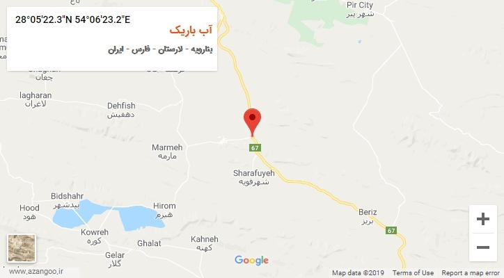روستای آب باریک بر روی نقشه