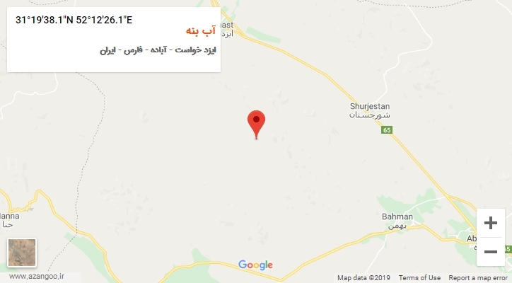 روستای آب بنه بر روی نقشه